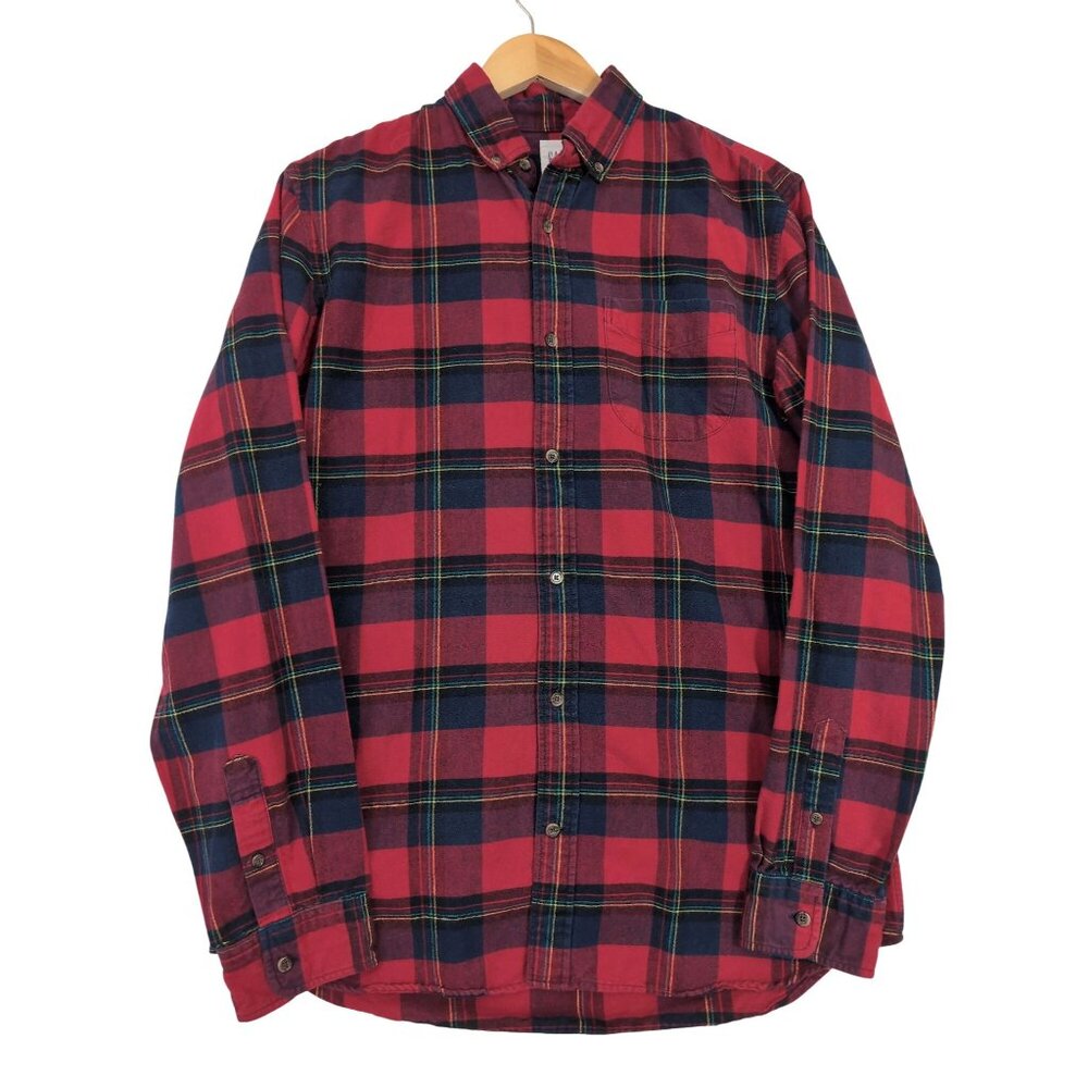 Gap Flannel Shirt Mens M Tall Red Plaid Button Down Country Western Cabin
